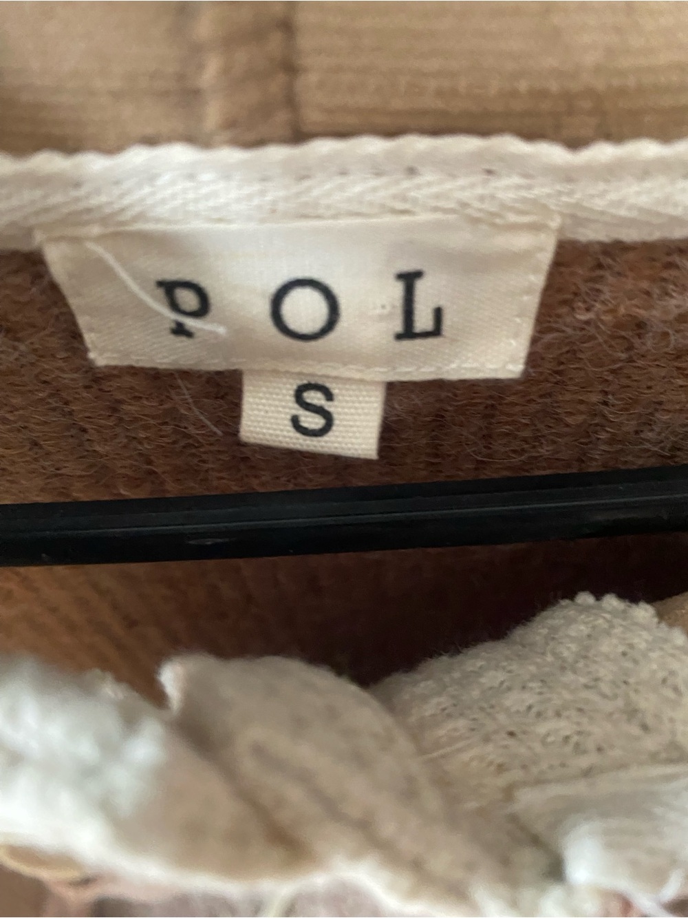 POL Mixed Knit Sweater Jacket in Cream & Brown - Picture 3 of 3